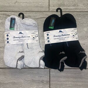Tommy Bahama (2) 6 Pack Performance Low Cut Tab Socks Black/Gray Cool Max